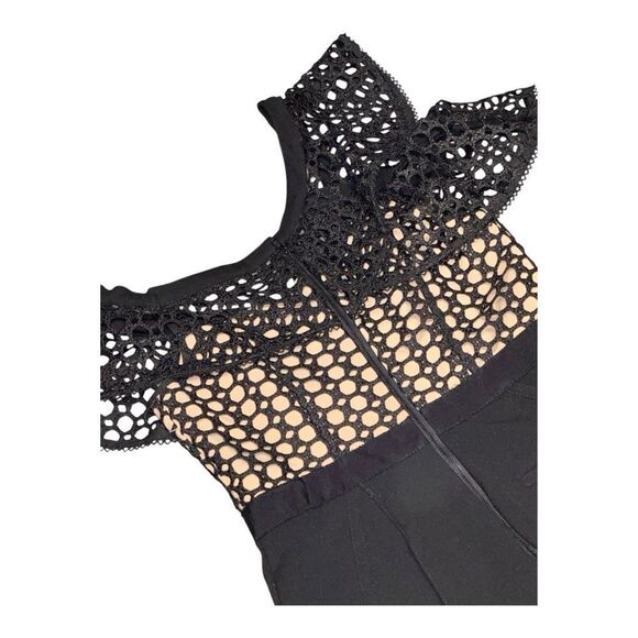 SELF PORTRAIT X REVOLVE black Lace Guipure Frill off the shoulder Jumpsuit sz 6 - Picture 7 of 11